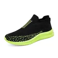 Zapatillas de deporte ligeras tipo calcetín transpirables negro y verde neón - Negro Verde
