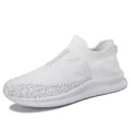 Zapatos tipo calcetín de malla blanca transpirable para hombre, ligeros y muy cómodos - Blanco