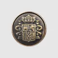 Vintage bronze metal button with embossed Spanish coat of arms crest design. - Spanish Crest Style (NO780-N) / 15mm (24L) / Gold