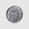Premium vintage metal button featuring an embossed Spanish crest for high-end apparel - Spanish Crest Style (NO780-N) / 15mm (24L) / Silver