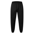 Detailed front view of men's black quick-dry sports joggers with drawstring waist - M / Bottoms / Black