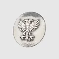 Hochwertiger Zierknopf aus Zinnlegierung mit detailliertem Doppeladler-Reliefdekor - Doppeladler Relief Stil (24L) / 15mm / Nickel