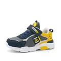 Boys waterproof leather sports sneakers with non-slip durable sole for 6-12 years - 28 / Faux Leather Style / Gray Frame Blue Yellow Gradient Lens