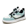 Breathable children's sports sneakers with rotary dial lacing in mint green and white - Black Moon Cyan