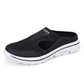 Breathable black mesh slip-on mule sneaker featuring a comfortable white thick sole - 35 / Black
