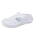 White breathable mesh mule slip-on sandal with a thick white sole for daily wear - 35 / White