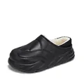 Unisex winter fleece-lined clogs with waterproof upper and warm plush interior - 36 / Black