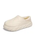 Cozy off-white waterproof fleece-lined winter slippers featuring a thick anti-slip sole - 36 / Beige