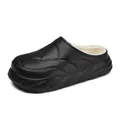 Black fleece lined warm winter clogs with thick sole for indoor and outdoor wear for men and women - 36 / Black