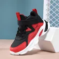 Baskets de basketball montantes élégantes pour garçons, cuir imperméable rouge et noir - Noir Rouge