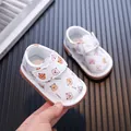Scarpine da passeggio per neonati con stampa orsetto e suola morbida per bambini - Bianco