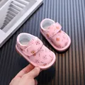 Scarpe da primi passi rosa per neonati con motivo a orsetto e suola morbida flessibile - Rosa