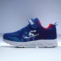 Scarpe da corsa blu traspiranti in fly-knit per bambini con chiusura a strappo - 29 / Stile Mesh Singolo / Blu Reale (Maglia a Strato Singolo)