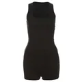 Schmal geschnittenes schwarzes Ripp-Trägertop und High-Waist-Shorts Set für Damen - S / Oberteil Und Unterteil / Schwarz