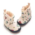 Detail view of cartoon car pattern baby snow boots with soft cloth soles - Inner Length 12cm / Colorful Car
