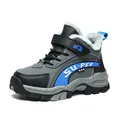 Warm fleece lined kids hiking boots with durable non-slip sole for winter outdoors - 30 / Thick Fleece Lined / Grey Blue
