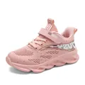 Zapatillas de malla rosa transpirable para niñas, calzado deportivo ligero y cómodo. - Malla Rosa