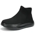 Children's breathable fly-woven black high-top slip-on sneakers for boys and girls - 27 / All Black