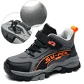 Durable warm gray and orange winter hiking shoes for kids featuring soft cozy inner lining - 30 / Medium-Thick Fleece Lined / Grey Orange