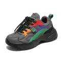 Zapatillas de malla gruesa multicolor transpirables para niños calzado deportivo - Rojo Hollín