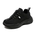 Zapatillas chunky de malla negra transpirable para niños con suelas antideslizantes duraderas - Negro y Blanco