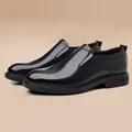 Mocasines de cuero negro premium para hombre para ropa formal de negocios y casual - 38 / Estilo Slip-on (1607-26) / Negro