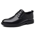 Zapatos Derby clásicos de cuero negro para hombre ropa formal de negocios y casual - 38 / Zapatos Derby (1607-23) / Negro con Cordones