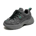 Zapatos deportivos grises de malla transpirable para niños con detalles y cordones verdes - Verde Humo