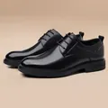 Zapatos Derby clásicos de cuero negro para hombre con diseño de cordones cómodos - 38 / 细带系带款(1607-23) / Negro