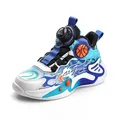 Chaussures de basket montantes professionnelles pour garçons avec boucle rotative bleue - 29 / Maille / Bleu Noir