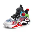 Chaussures de basket pour garçons à boucle rotative, montantes, motif flammes rouges - 29 / Mesh Rouge