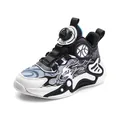 Chaussures de basketball montantes pour garçons avec boucle rotative et respirantes - 29 / Chaussures de Basket Montantes à Boucle Rotative / Maille Noire et Blanche