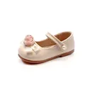 Elegante beige Mary Jane Prinzessinnenschuhe für Kinder mit weicher Sohle und Rose - Beige