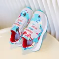 Baskets élégantes à imprimé floral bleu pour filles avec bandes Velcro rouges et accents - 21 / Bleu clair