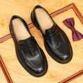 Classic premium black horse leather handmade Goodyear welt loafers for men business style - 38 / Black