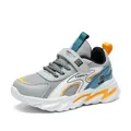 Atmungsaktive Mesh-Sportschuhe für Jungen mit schicken orangefarbenen Akzenten - Grau-Orange