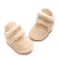 Bequeme cremefarbene Plüsch-Babyschuhe mit weichen Sohlen für Kleinkinder von 0-1 Jahr - Aprikose