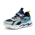 Atmungsaktive Mesh-Laufschuhe für Jungen in Marineblau und Grau mit Klettverschluss - Graublau