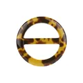 Classic tortoiseshell round resin buckle for high-end clothing and coat decoration - Circular Buckle with Bar / 64L=40.0mm / Dark Brown