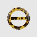 Circular tortoiseshell pattern resin decorative buckle for high-end clothing accessories - Circular Buckle with Bar / 64L=40.0mm / Light Brown
