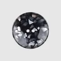 Round resin button with black and gray mosaic pattern, 2-hole decorative clothing fastener - Black