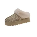 Elegant women's platform snow boots featuring gold sequins and soft warm faux fur trim - 36 / Gold