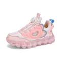 Zapatillas transpirables rosa y blanco para niña con diseño de corazón y cierre rotativo - Cuero Rosa