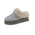Women's sparkling silver sequin snow boots with faux fur collar and platform sole - 36 / Silver