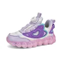 Zapatillas deportivas para niñas en púrpura y rosa con malla transpirable y corazón - Superficie de Cuero Púrpura