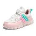 Pink breathable mesh sneakers for girls featuring a convenient rotary buckle system - 29 / Pink Double Mesh