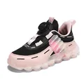 Pink and black girls sports sneaker featuring rotary buckle and breathable mesh panels - 29 / Black Pink Mesh