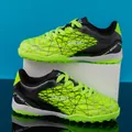 Professional boys turf soccer shoes featuring a vibrant fluorescent green and black design - 31 / Green