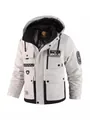 Heren dikke outdoor winterjas met capuchon, waterdichte warme katoenen jas in lichtgrijs. - XS / Tops / Wit (3889)