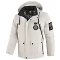 Herren dicke Winter-Steppjacke in Weiß mit Kapuze und wasserdichtem Outdoor-Gewebe - XS / Oberteile / Weiß (2766)